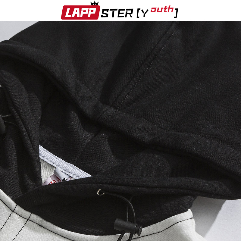 LAPPSTER-Youth Men Oversized Patchwork Hooded Hoodies Mens Japanese Streetwear Hoodie Fall Clothing Hip Hop Harajuku Hoodie 201020