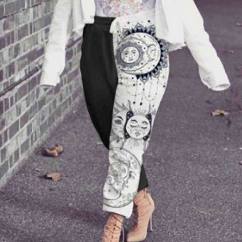 Women Loose Printing Casual Trousers Spring Autumn Elastic Waist Ladies Pencil Pants Plus Size 3XL Streetwear Drop 211115