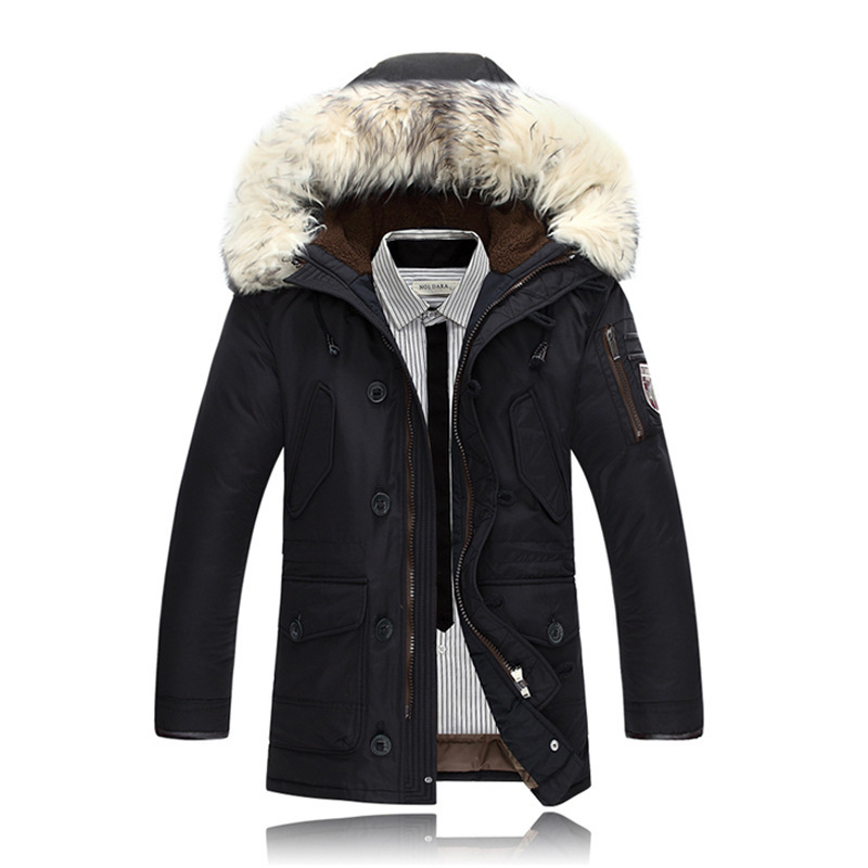 Winter Warm Men's White Duck Down Jacket Fashion Casual Big Fur Collar Thicken Hooded Jackets and Coats Male Beige White 201225