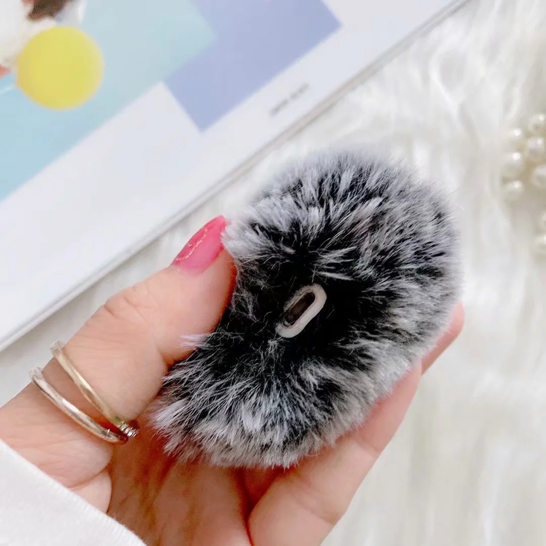 Warm Winter Genuine Rabbit Hair Fur Cases For Airpods Pro Airpod 3 1 2 2gen Air pod 3 3gen Earphone Protector Animal Fluffy Fashion Hard PC Cover Love