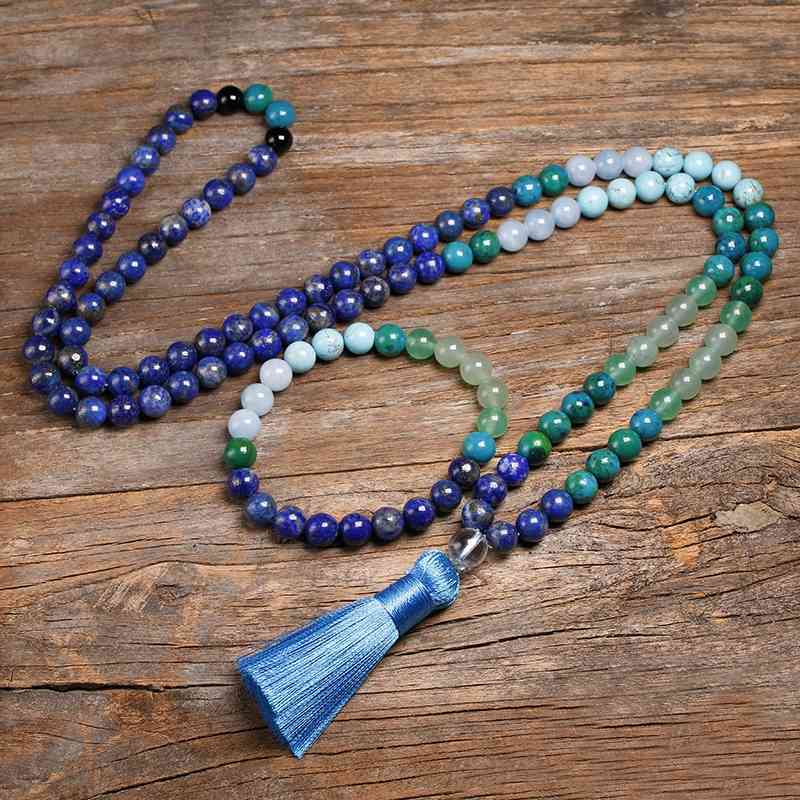 Natural Lapis lazuli Jewelry Sets Tigers Eye, 108 Beads Necklace Phoenix Stone with Chalcedony Bracelet Women Men Handmade
Natural Lapis lazuli Jewelry Sets Tigers Eye, 108 Beads Necklace Phoenix Stone with Chalcedony Bracelet Women Men Handmade