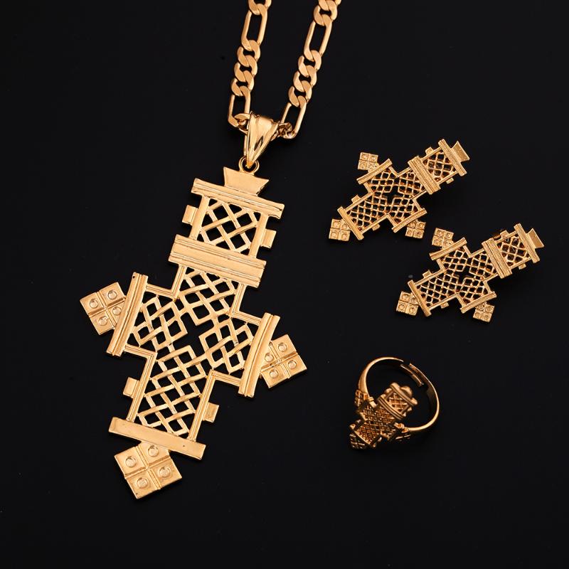 Earrings & Necklace Ethiopian Cross Pendant Ring Gold Color Coptic Crosses Wedding Jewelry Set, Silver
Earrings & Necklace Ethiopian Cross Pendant Ring Gold Color Coptic Crosses Wedding Jewelry Set, Silver