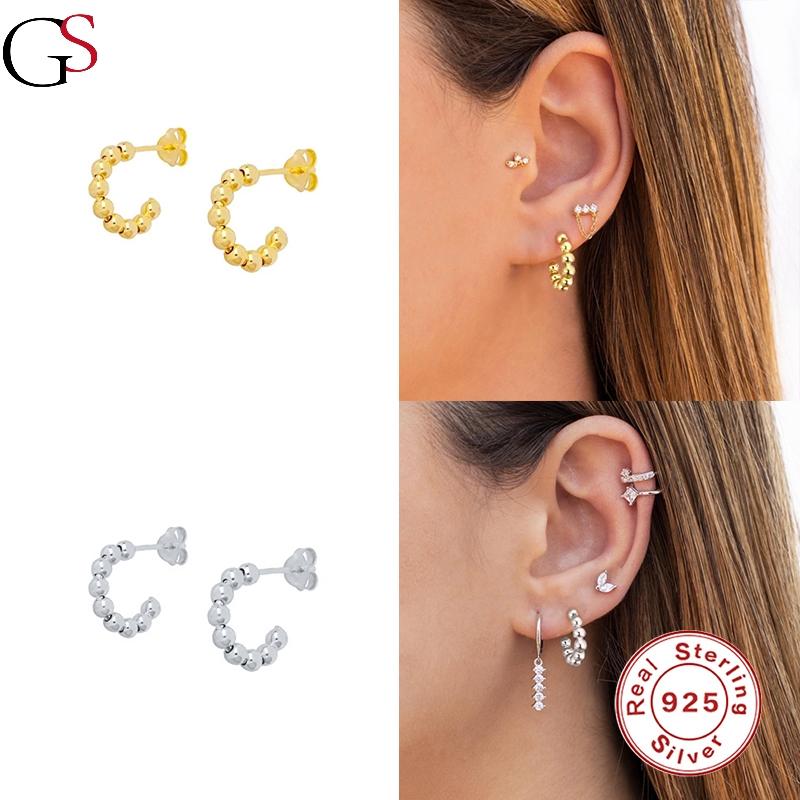 Stud GS 1 Pair C-shaped Round Beads Earrings For Women 925 Sterling Silver Piercing 2021 Fashion Pendientes Fine Jewelry Gift
Stud GS 1 Pair C-shaped Round Beads Earrings For Women 925 Sterling Silver Piercing 2021 Fashion Pendientes Fine Jewelry Gift