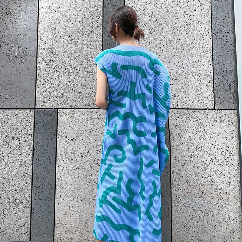 Spring Summer Sexy Diagonal Collar Casual Loose Printed Irregular Mid-Calf Dress for Women 210615Z