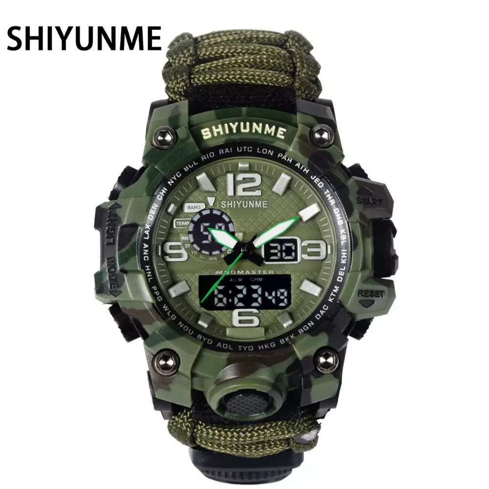 SHIYUNME Men Military Watch Camouflage Strap Compass Thermometer Dual Time Display LED Quartz Male Sports Relogios Masculinog, Red
SHIYUNME Men Military Watch Camouflage Strap Compass Thermometer Dual Time Display LED Quartz Male Sports Relogios Masculinog, Red