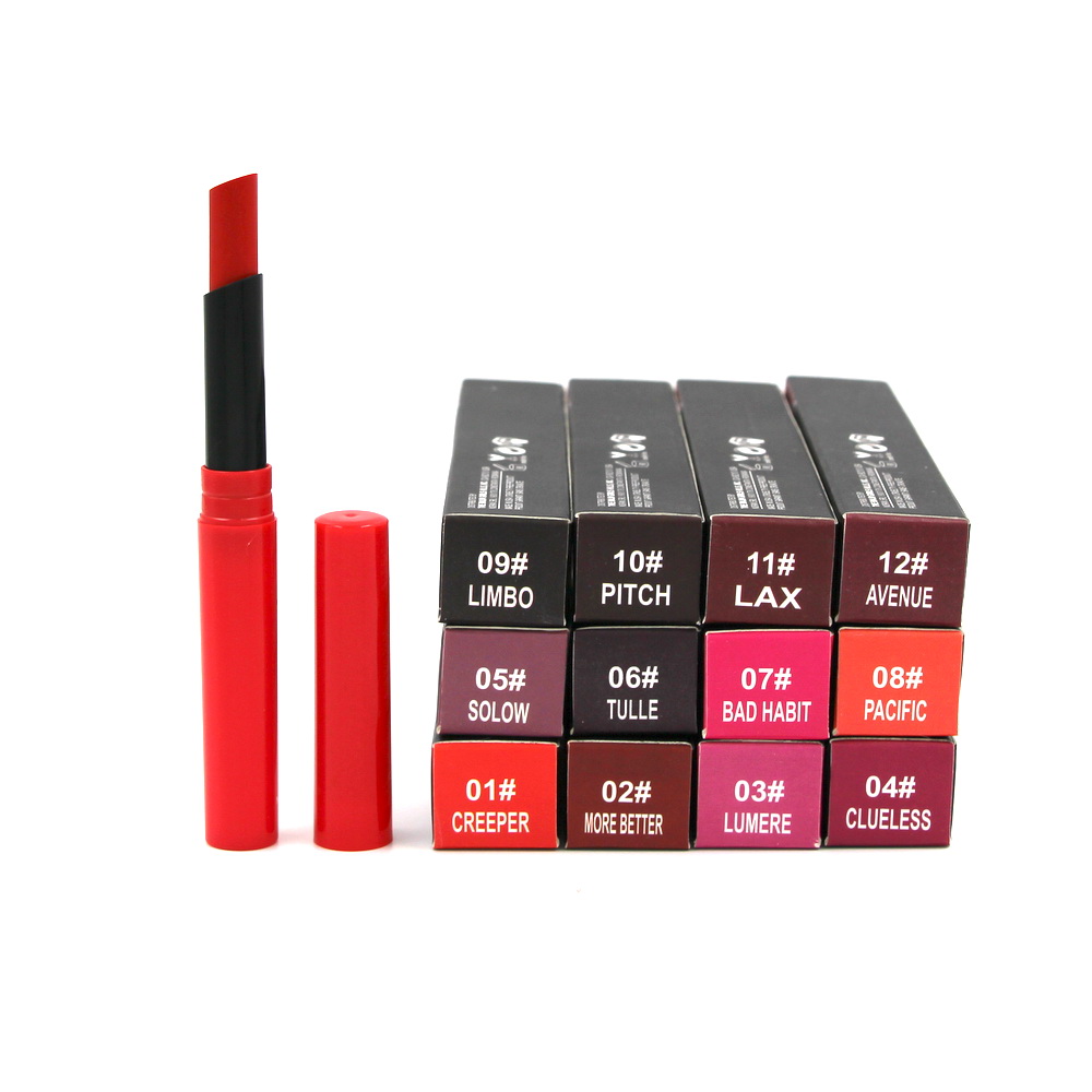 

Girls Lipsticks Pen Lippenstift Matte Lipstick Easy to Wear Long-lasting Natural 3g Makeup Batom, Mixed 12 colors