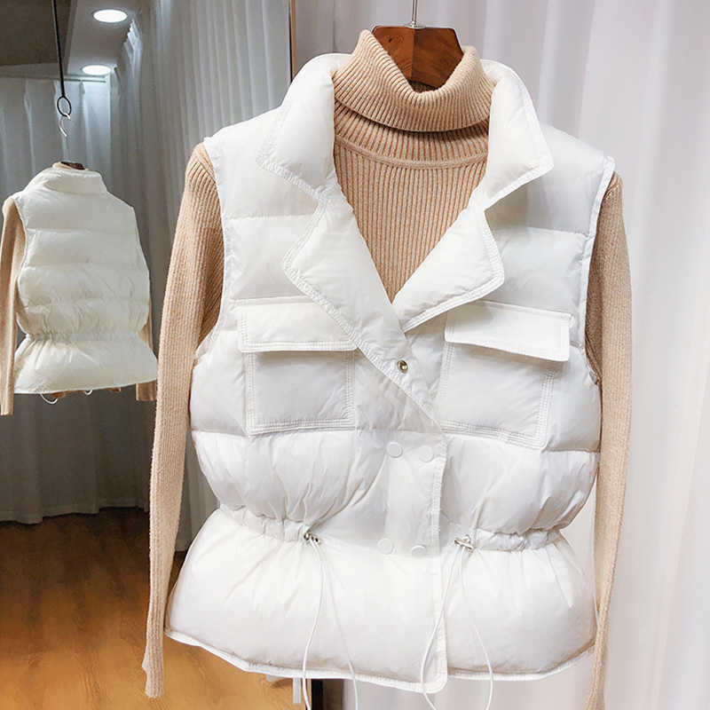 Vests for Women Down White Duck Sleeveless Vest Spring Women's Warm Padded Woman Autumn Coat Jackets Korean Fashion Style 210819
