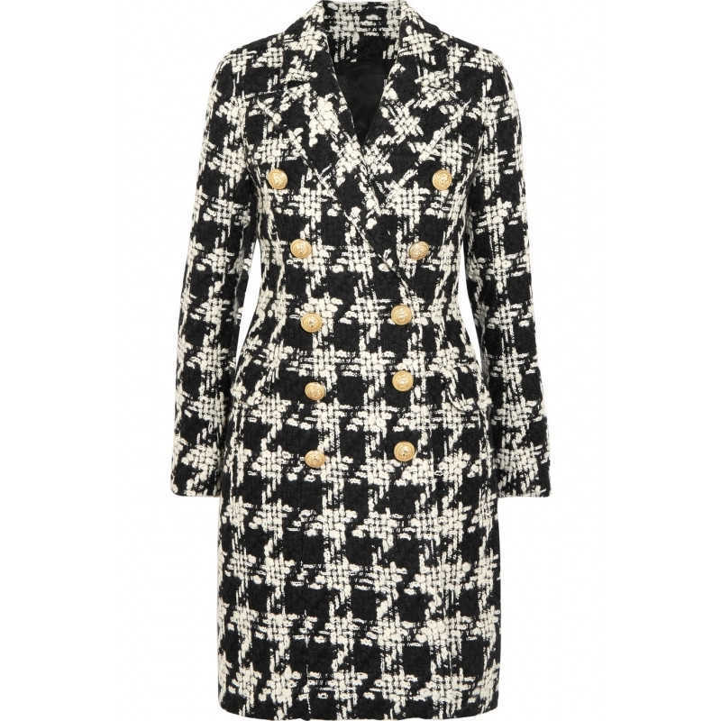HIGH QUALITY Stylish Designer Wool Coat Women's Double Breasted Lion Buttons Houndstooth Tweed Long 210526, Beige
HIGH QUALITY Stylish Designer Wool Coat Women's Double Breasted Lion Buttons Houndstooth Tweed Long 210526, Beige
