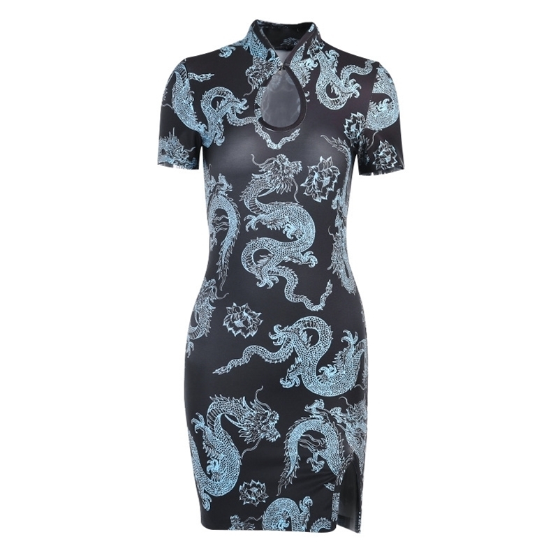 Paris Girl Guofeng Summer Improved Version of The Dragon Dress Printing Split Short-sleeved Slim Stylish Cotton Cheongsam 210524, Black
Paris Girl Guofeng Summer Improved Version of The Dragon Dress Printing Split Short-sleeved Slim Stylish Cotton Cheongsam 210524, Black