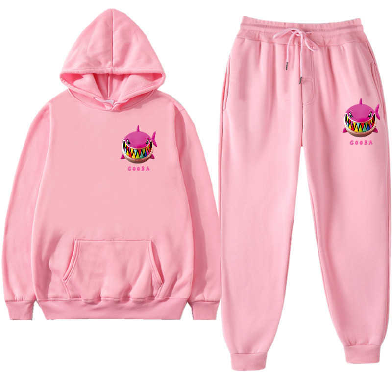 New Rapper 6ix9ine Gooba Rainbow Hoodie Men's Autumn Winter Women's Hip Hop Sports Suit Fashion Sweatshirt+Pant Large Size X0909