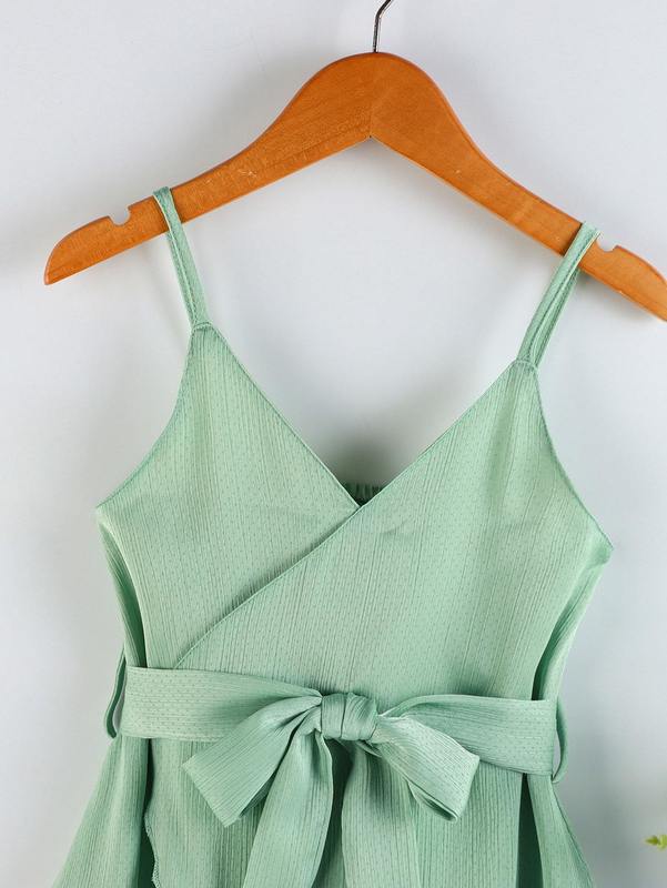 Toddler Girls Overlap Collar Wrap Hem Belted Cami Dress SHE