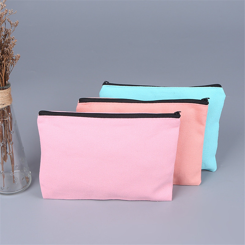 21x13cm Canvas Makeup Zipper Pencil Case Blank Bags Cosmetic Pouch for Travel DIY Craft School Free shipping
