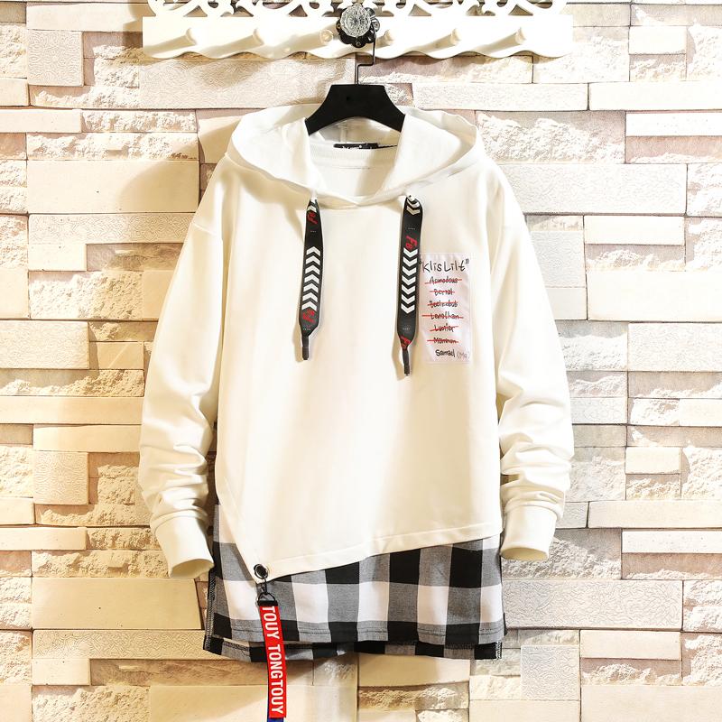Men's Hoodies & Sweatshirts Mens Hip Hop Streetwear Men Print Letter Ribbon Sweatshirt Male Pullover Hoddies Black White Korean Sweetshirts