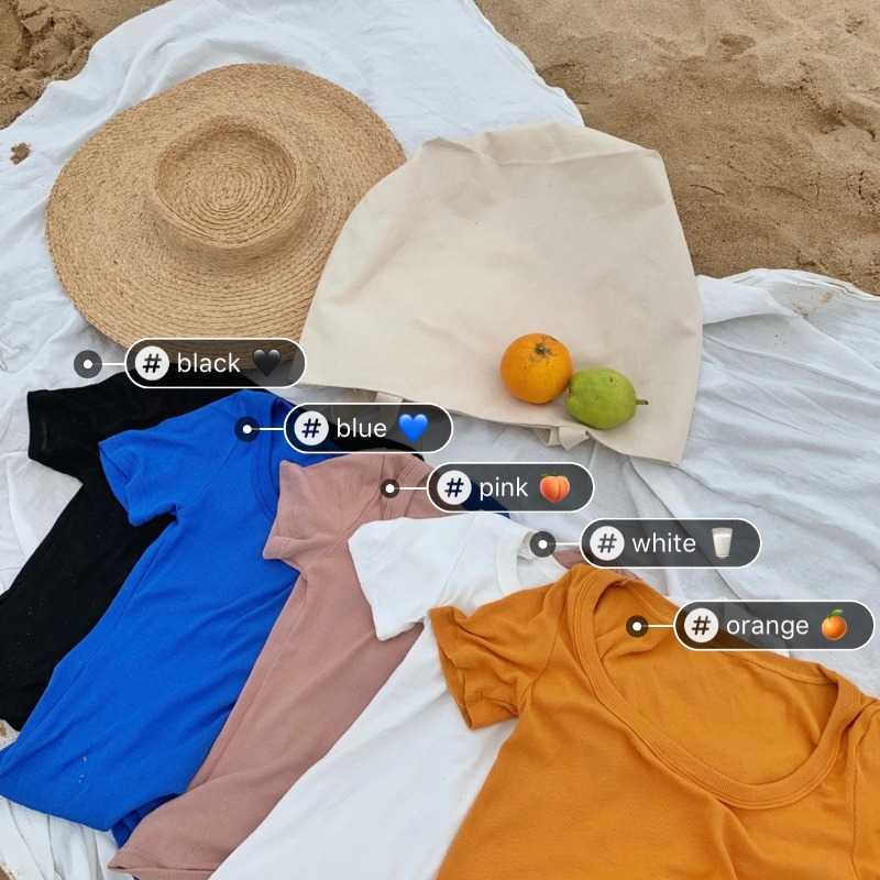 WOMENGAGA T-shirt Women's Summer pink Slim Casual Collarbone Chest Short Tight Tshirt Black Sleeve Top AHQN 210603