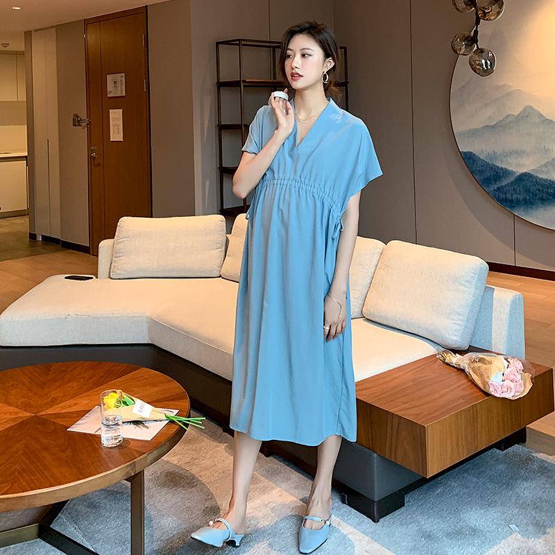 Maternity Dresses 13400# Dress Summer Cotton V Neck Short Sleeves Loose Midi Plus Size Pregnancy Pregnant Women Mom, Gray-blue
Maternity Dresses 13400# Dress Summer Cotton V Neck Short Sleeves Loose Midi Plus Size Pregnancy Pregnant Women Mom, Gray-blue