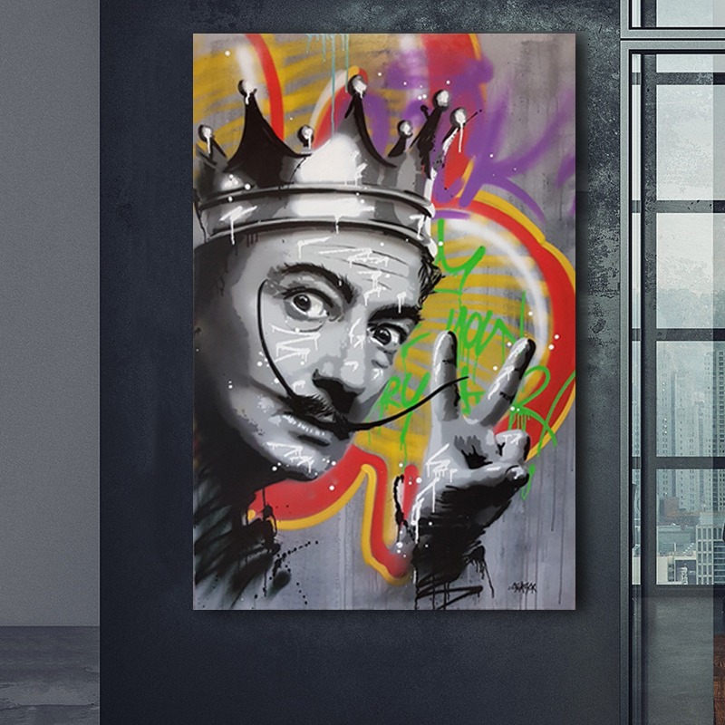 Graffiti Art Salvador Dali Poster Print Canvas Art Print Wall Pictures For Living Room Abstract Portrait Art