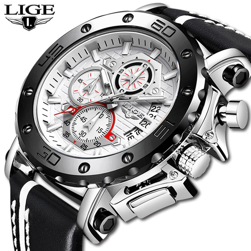 Wristwatches 2021 LIGE Top Big Dial Military Quartz Watch Casual Leather Waterproof Sport Chronograph For Men, Silver blue
Wristwatches 2021 LIGE Top Big Dial Military Quartz Watch Casual Leather Waterproof Sport Chronograph For Men, Silver blue