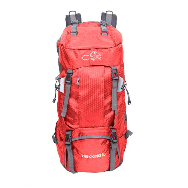 

Large capacity 60L Waterproof Foldable Backpack Camping Bag with Rain Cover Red Camping Hiking Trekking Sport Travel Climbing Bags