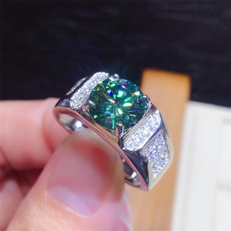 Choucong Unique Brand Wedding Rings Simple Fashion Jewelry 925 Sterling Silver Round Cut Emerald 5A Zircon Party Eternity Women Men Open Adjustable Ri