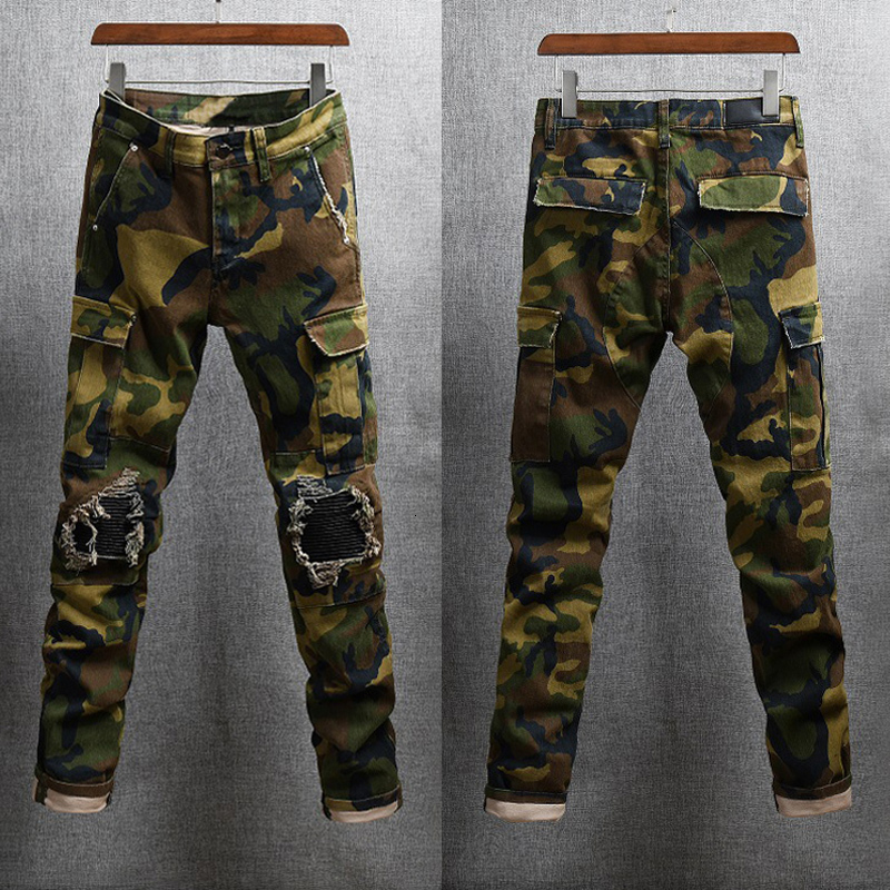 2021 New Fashion Streetwear Men Jeans Slim Fit Camouflage Pathes Designer Ripped Denim Punk Trousers Big Pocket Hip Hop Cargo Pants Homme M9
2021 New Fashion Streetwear Men Jeans Slim Fit Camouflage Pathes Designer Ripped Denim Punk Trousers Big Pocket Hip Hop Cargo Pants Homme M9
