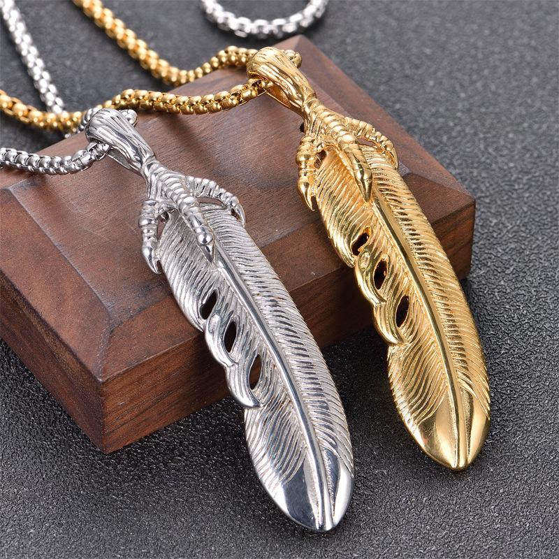 Pendant Necklaces Steel Soldier Fashion Men Stainless Gold Eagle Claw Feather Titanium Gothic Style Jewelry
Pendant Necklaces Steel Soldier Fashion Men Stainless Gold Eagle Claw Feather Titanium Gothic Style Jewelry