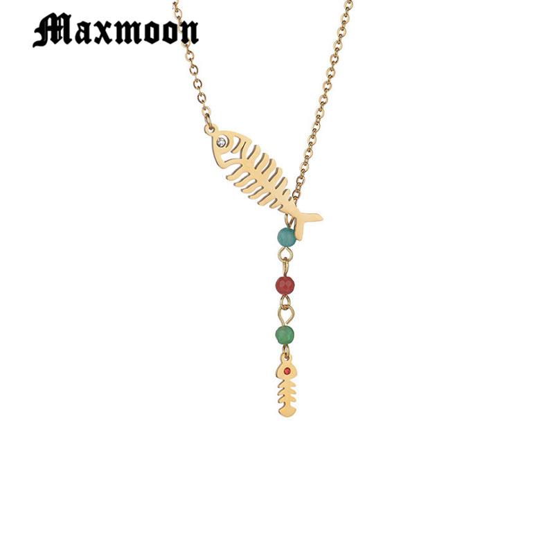 Pendant Necklaces Maxmoon Cute Chain For Women Fish Bone Statement Gold Color Stainless Steel Fishing Hippie Kpop Jewelry
Pendant Necklaces Maxmoon Cute Chain For Women Fish Bone Statement Gold Color Stainless Steel Fishing Hippie Kpop Jewelry