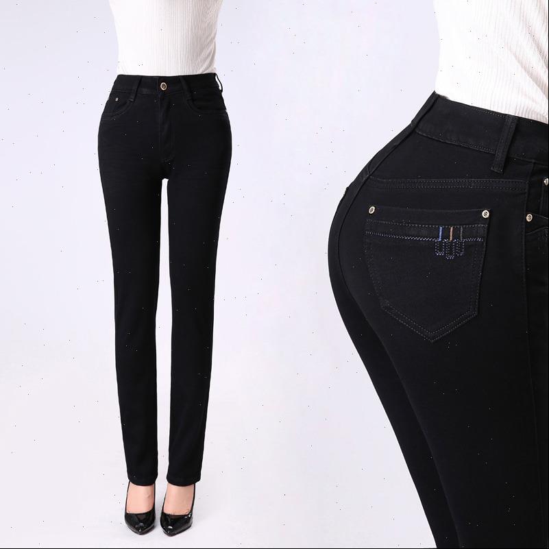autumn winter high waist womens jeans stretch skinny black plus size denim push up pants, Blue