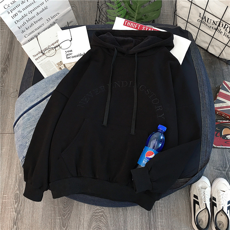 New Spring Autumn Harajuku Hoodies Women Large Size Leisure Letter Printed Hooded Pullover Soft Cotton Ladies Sweatshirts 201112