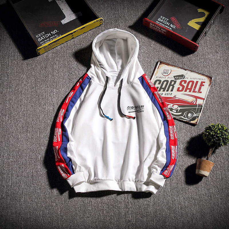 Hip Hop Hoodie Sweatshirt Men Spring Autumn Streetwear Hooded Sweatshirt Side Striped Casual Hoodies Mens Oversized Hoodies 201127