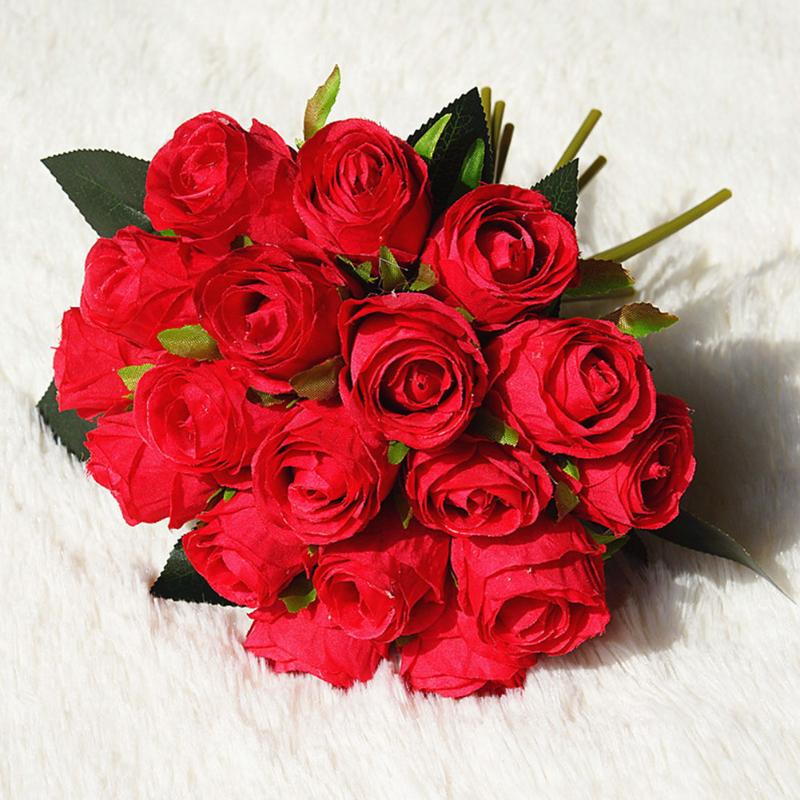18 Heads Party Elegant Bridal Flower Fake Artificial Rose Home Decor Silk Colorful DIY Garden Wedding Bouquet Floral Living Room, Black red 
18 Heads Party Elegant Bridal Flower Fake Artificial Rose Home Decor Silk Colorful DIY Garden Wedding Bouquet Floral Living Room, Black red