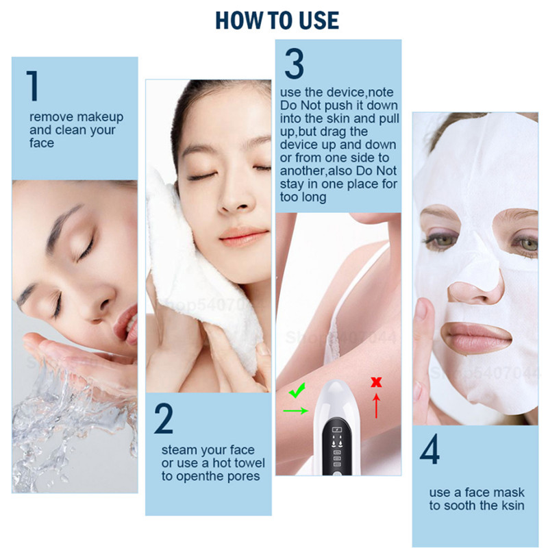 Electric Blackhead Remover Facial Vacuum Pore Blackhead Cleaner Small Bubble Water Cycle Acne Pimple Clean Beauty Skin Care Tool Limpiador De Espinill