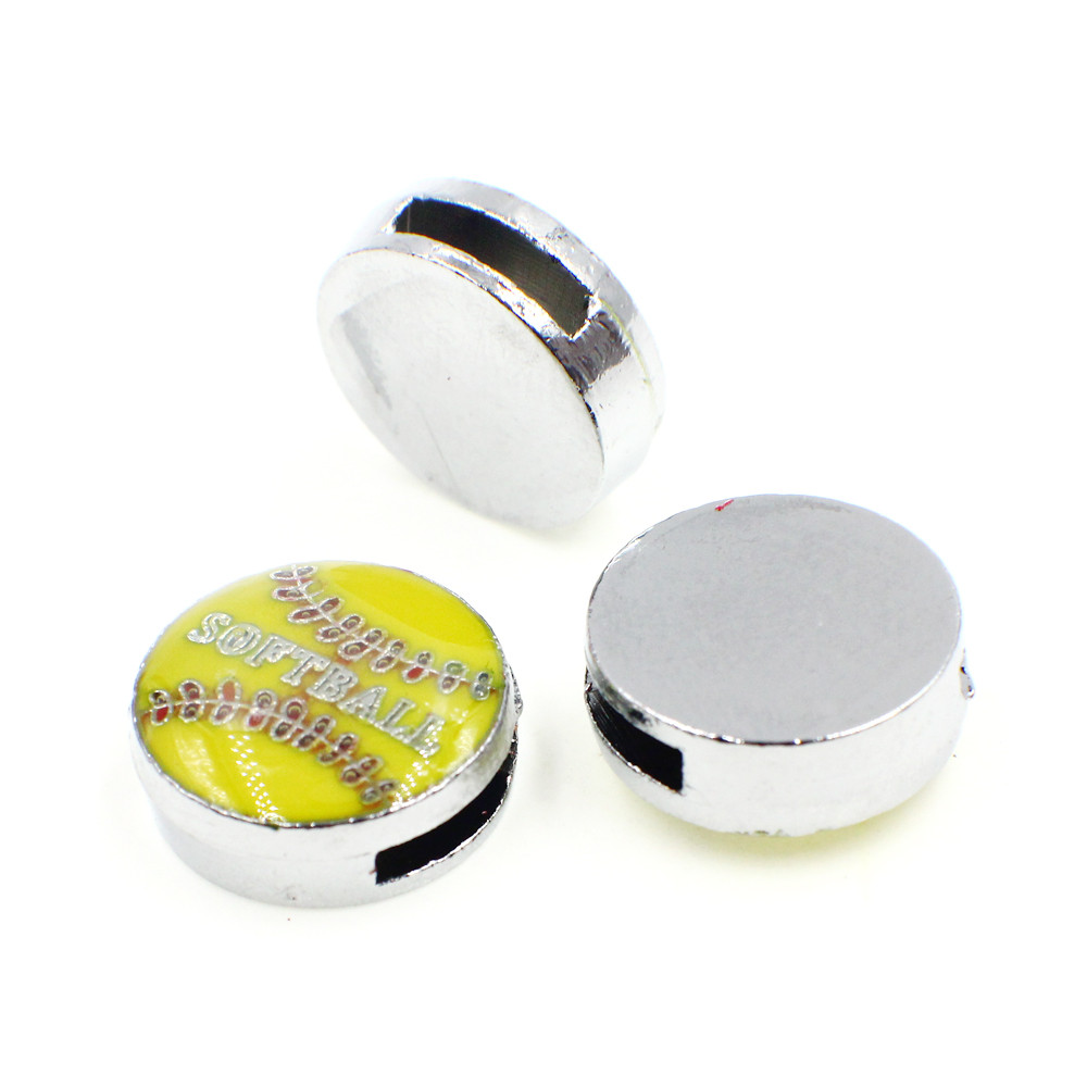 More options 100pcslot Sports Balls 8mm slide Charms Softball Baseball Basketball Soccer Football Fit for Pet Collar wristbands J