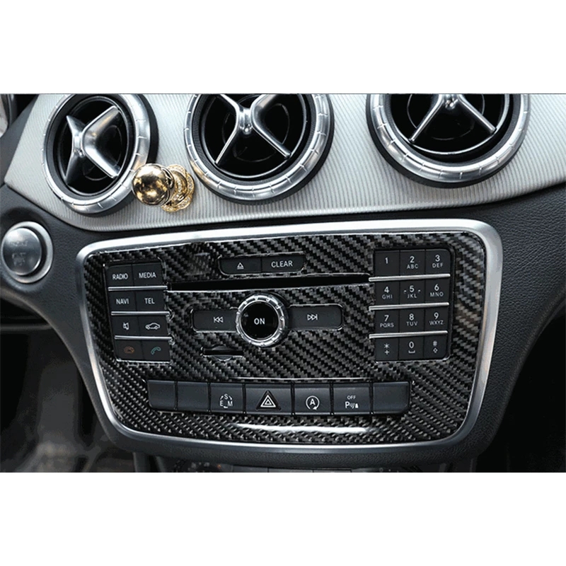 Car Carbon Fiber Panels Cars CD Air Conditioning Control Panel Cover Trim For Mercedes Benz A Class GLA CLA 2016-2017-2018-2019