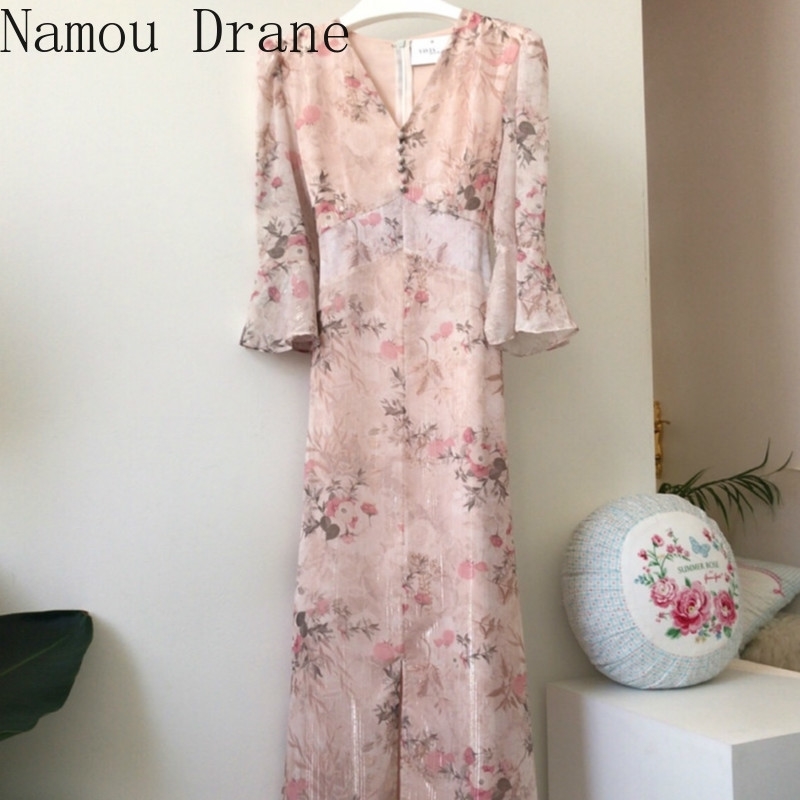 Chic Summer Women Print Midi Chiffon Dress Slim Elegant Bandage Dress Elegant Runway Dresses Vestido party dress 210630