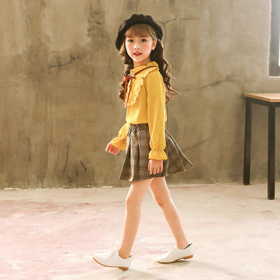 White Blouses Casual Shirts Bow Kids School Blouse Butterfly Sleeve Teenage Clothes For Girls 210306