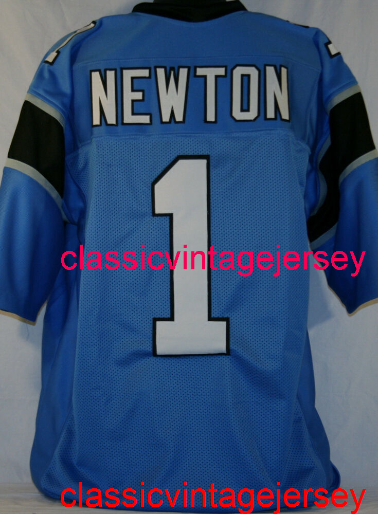 Stitched Men Women Youth Cam Newton Custom Sewn Blue Football Jersey Embroidery Custom Any Name Number XS-5XL 6XL