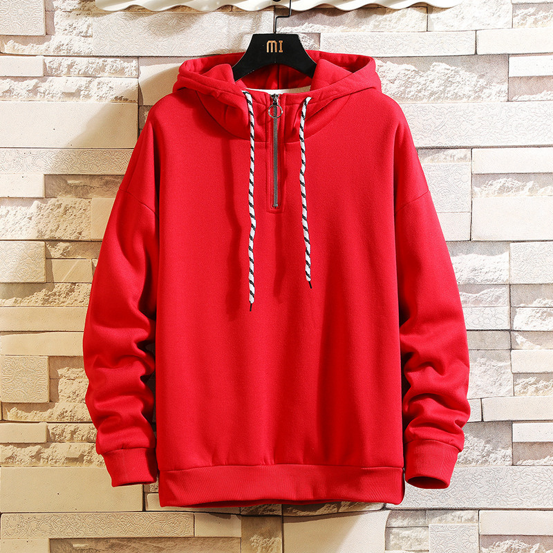 Autumn Winter Thick Men Streetwear Hoodies Sweatshirts Pure Color Hoodies Orange Pullover Warm Fleece Hoodies Men Fashion Tops 201127