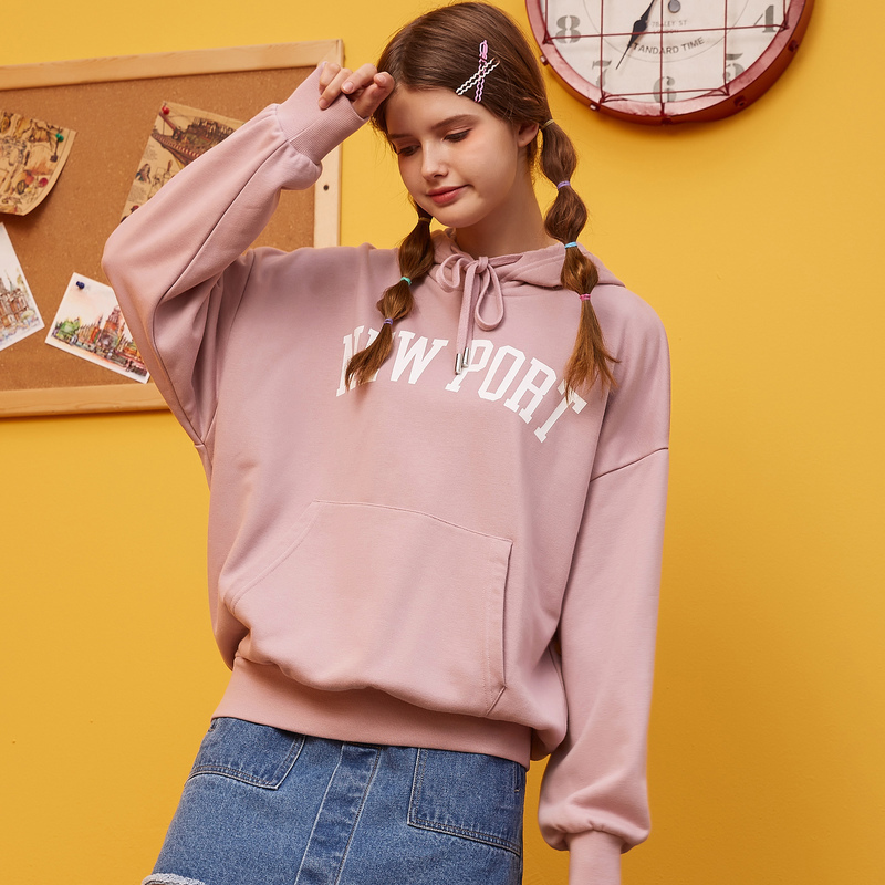 Metersbonwe Hoodies For Women Female letter Printed Female Casual Sweatshirt New women's Sweet Hoodies Loose Pullover T200723