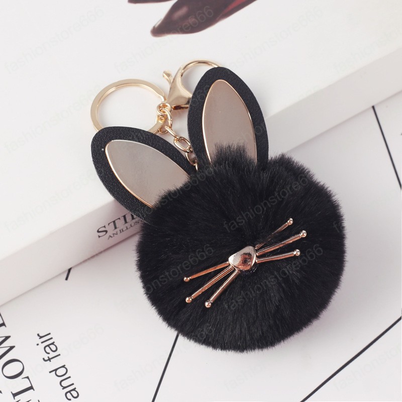 3 Colors Cute Fur Ball Keychain Cat Soft Pompom Animal Hair Ball Car Keychain Ladies Car Bag Accessories Key Ring Mom Gift