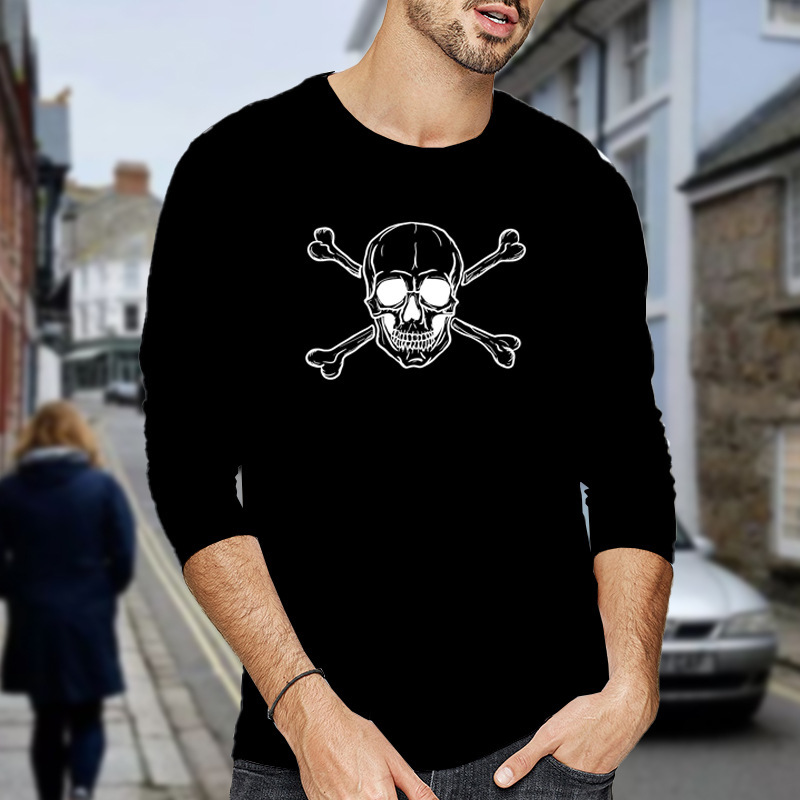 long sve t-shirt men's fashion pure cotton round neck loose large t-shirt long sve men's, White;black
long sve t-shirt men's fashion pure cotton round neck loose large t-shirt long sve men's, White;black