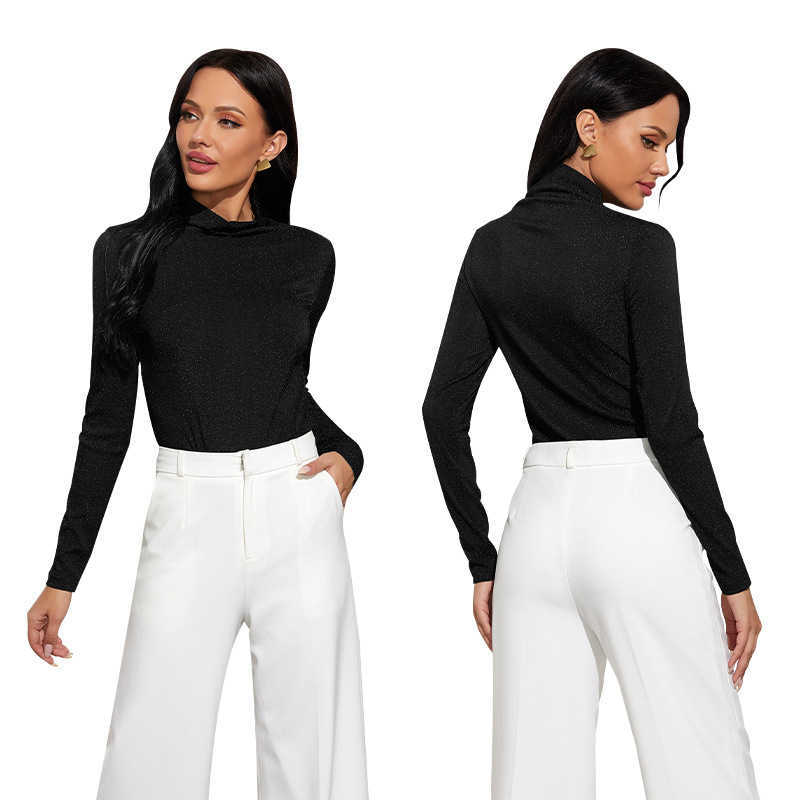 Bright Silk Black Bodysuits Women Casual Half Turtleneck Long Sleeve Rompers Autumn Winter Bodycon Bottoming Playsuits 210526
Bright Silk Black Bodysuits Women Casual Half Turtleneck Long Sleeve Rompers Autumn Winter Bodycon Bottoming Playsuits 210526