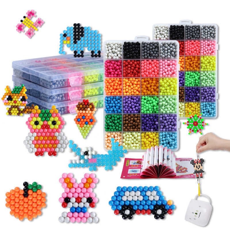 Diy Magic Aqua Animal Molds Hand Making 3d string of beads Puzzle New Kids Educational Toys For Children Spell Replenish beans