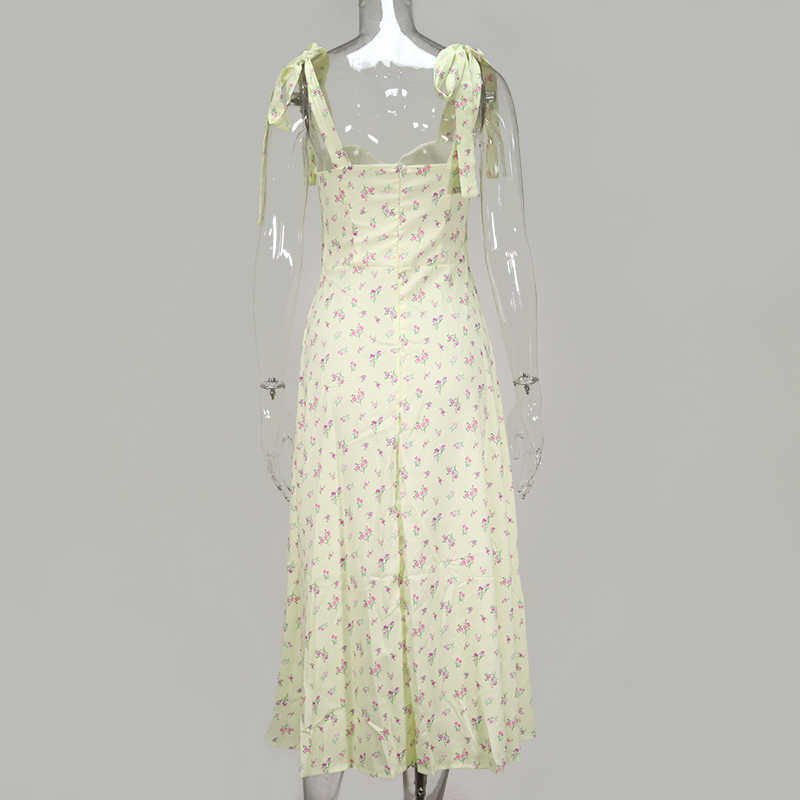 Colysmo Floral Summer Dresses Women Spaghetti Straps Chest Ruched Long A-line Sweet Print Prairie Chic Midi 210527