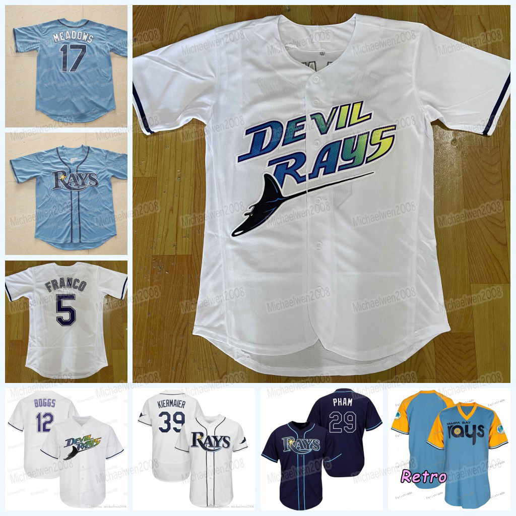 5 Wander Franco Retro Jersey Kevin Kiermaier Rays Randy Arozarena Ji-Man Choi Wade Boggs Mike Zunino Austin Meadows Brett Phillips Josh Lowe Joey Wendle Yandy Diaz