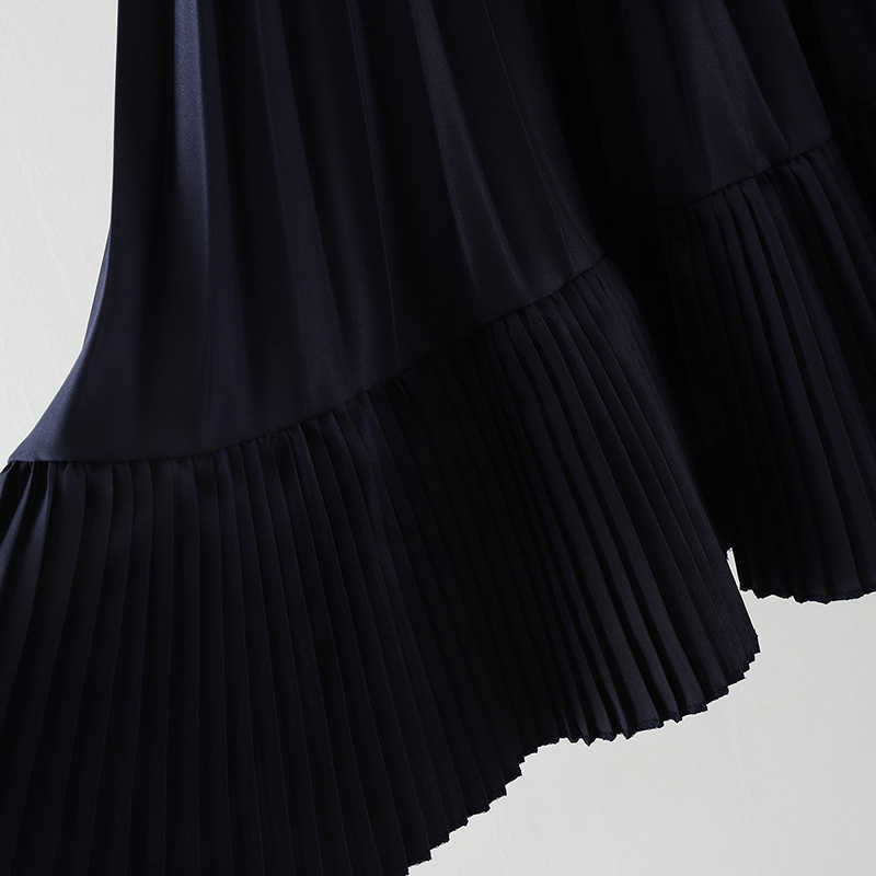 Students School Irregular Pleated Skirt for Women Summer Black White Harajuku Chic Sweet Skirts Female High Waist Long Skirts 210619wtt