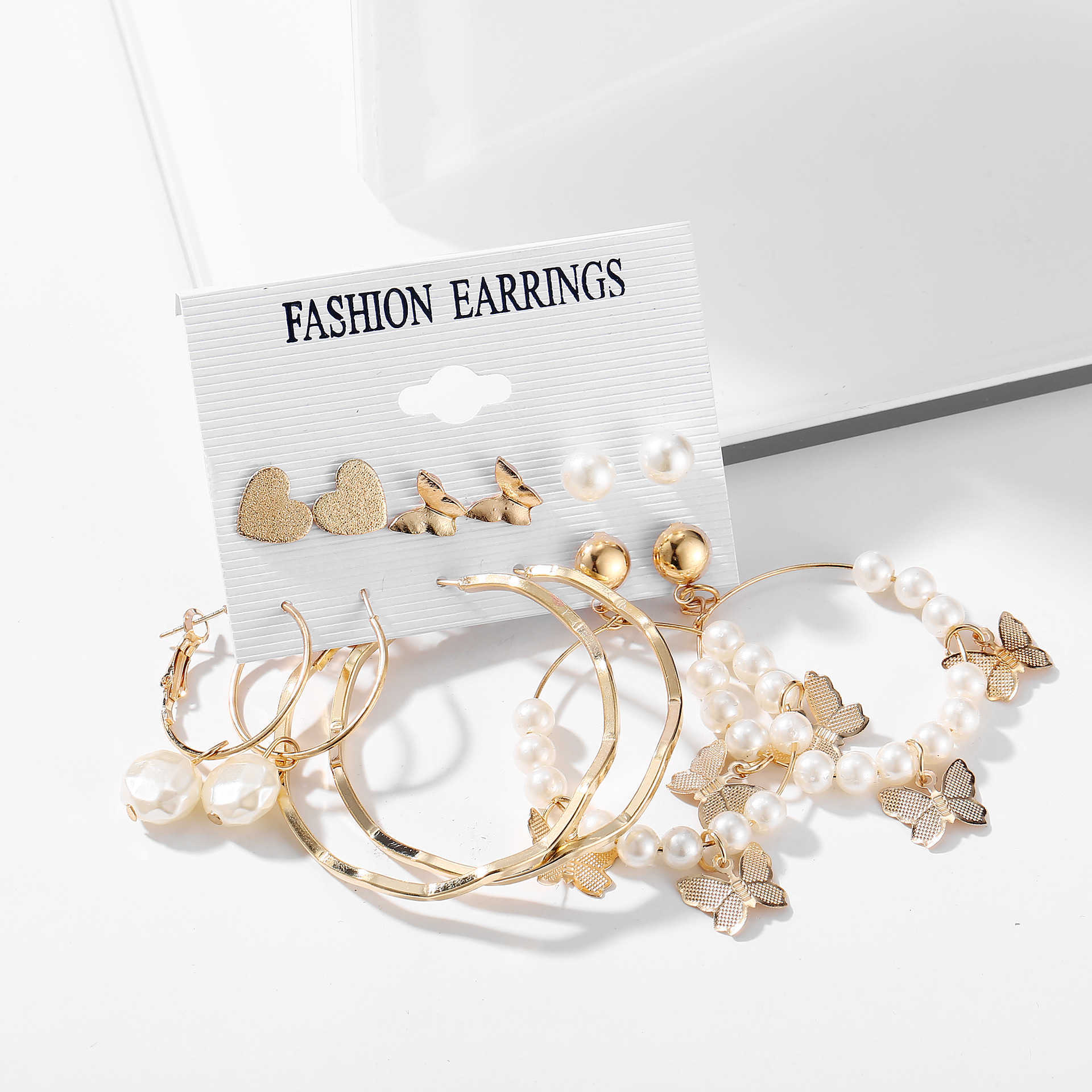 Womens Earrings Hoop Dangle Stud gold silver plated Geometric Pearl Earring women's simple Butterfly Love combination set 6 pairs
Womens Earrings Hoop Dangle Stud gold silver plated Geometric Pearl Earring women's simple Butterfly Love combination set 6 pairs