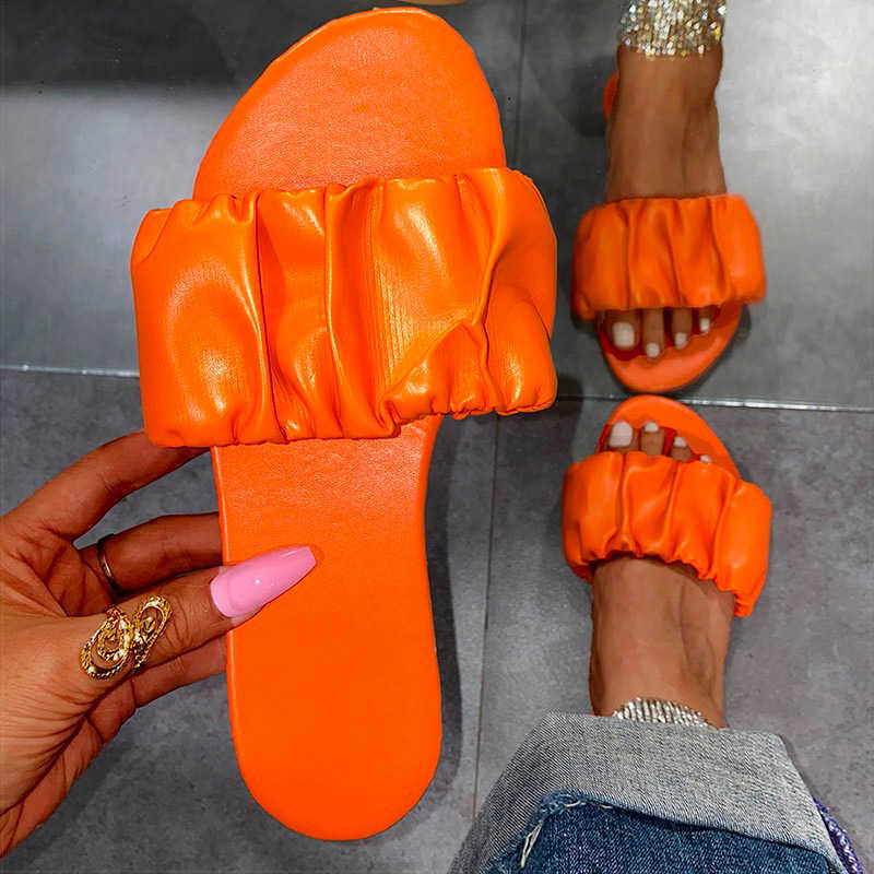Women Sandals 2021 New Summer Shoes Women Flat Sandals Plus Size Pleated Sandalias Mujer Flip Flops Casual Beach Slippers Female Y0721, Orange 
Women Sandals 2021 New Summer Shoes Women Flat Sandals Plus Size Pleated Sandalias Mujer Flip Flops Casual Beach Slippers Female Y0721, Orange