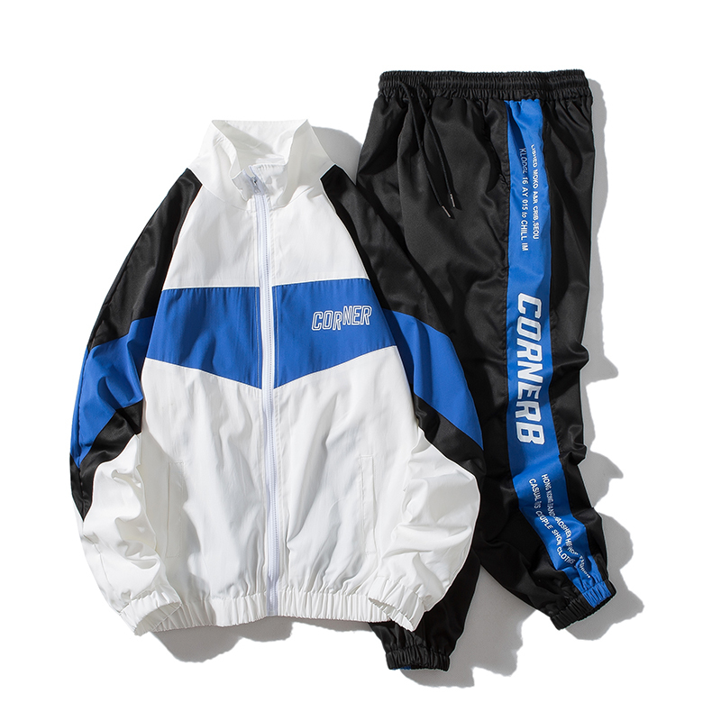 Men's Hip Hop Tracksuit Mens Clothing 2 Pieces Sets Man Streetwear Jacets And Harem Pants ABZ551 201210