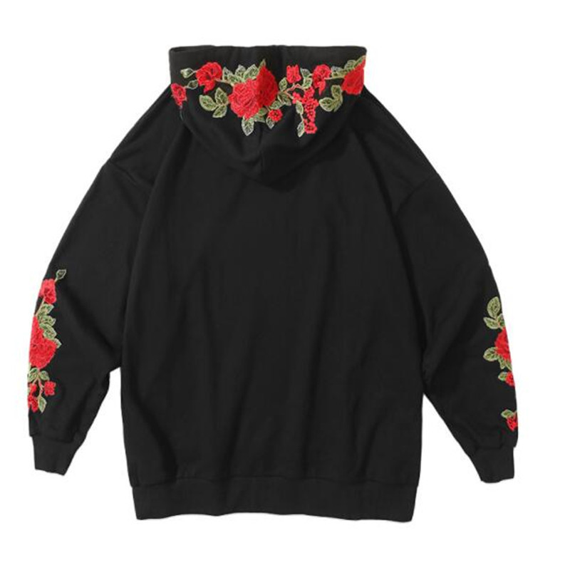 New couples Hoodies roses Embroidered long Sleeve Men and Women Felpata vintage elegant casual Shirts and Men fleece Y201001
