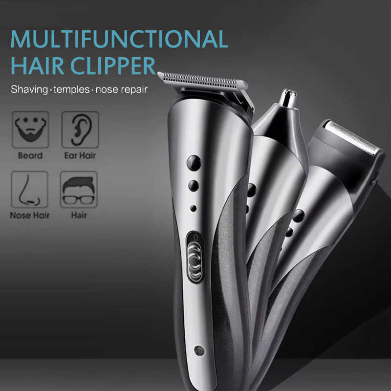 3 In1 Mens Electric Hair Trimmer Rechargeable Hair Clipper Portable Beard Shaver Shaving Machine Razor Beard Nose Trimmer TSLM1 P0817